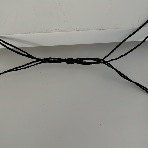 Handmade adjustable & reversible macrame green beads and hematite pearl necklace - Picture 6 of 10